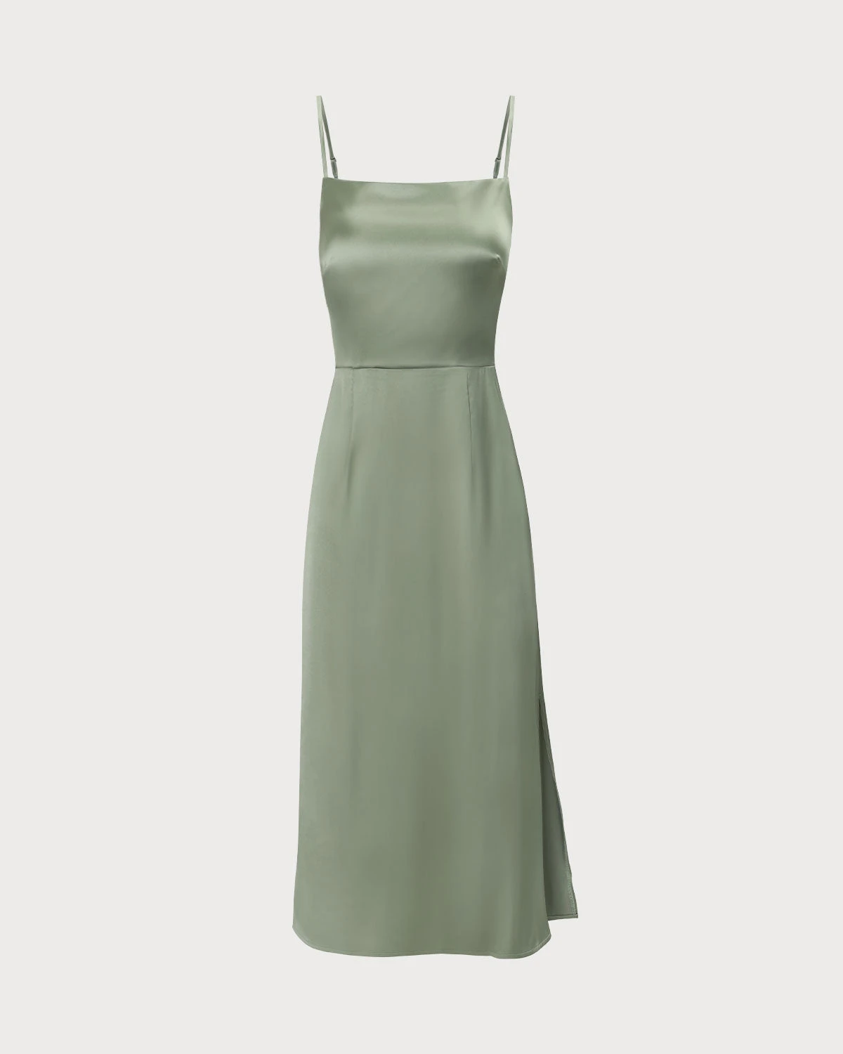 The Green Square Neck Satin Slip Midi Dress 7 The Green Square Neck Satin Slip Midi Dress - Image 7