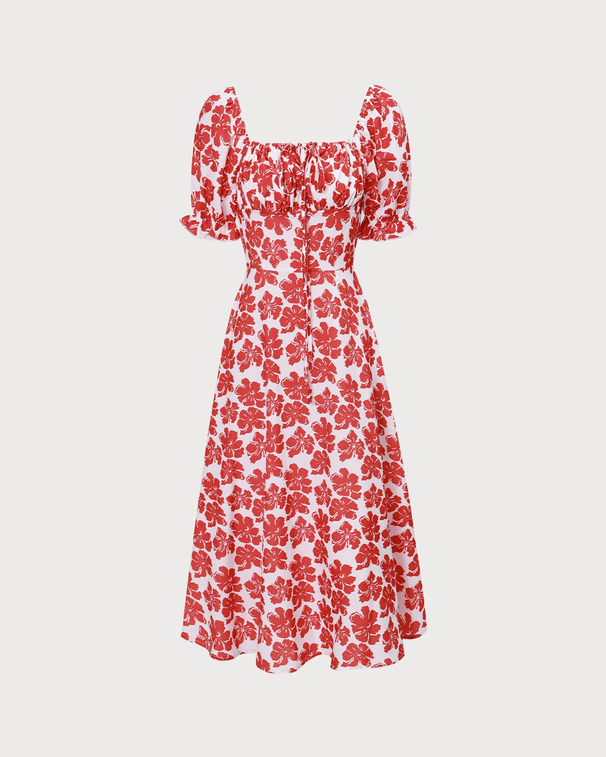 The Red Square Neck Floral Ruched Midi Dress 7 The Red Square Neck Floral Ruched Midi Dress - Image 7