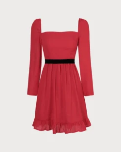 The Red Square Neck Flounce Long Sleeve Mini Dress 13 The Red Square Neck Flounce Long Sleeve Mini Dress -Deals Dress N Swimwear Store 0 ce89ea2a 0788 467a 92b2 efc2e0b4228e 965196