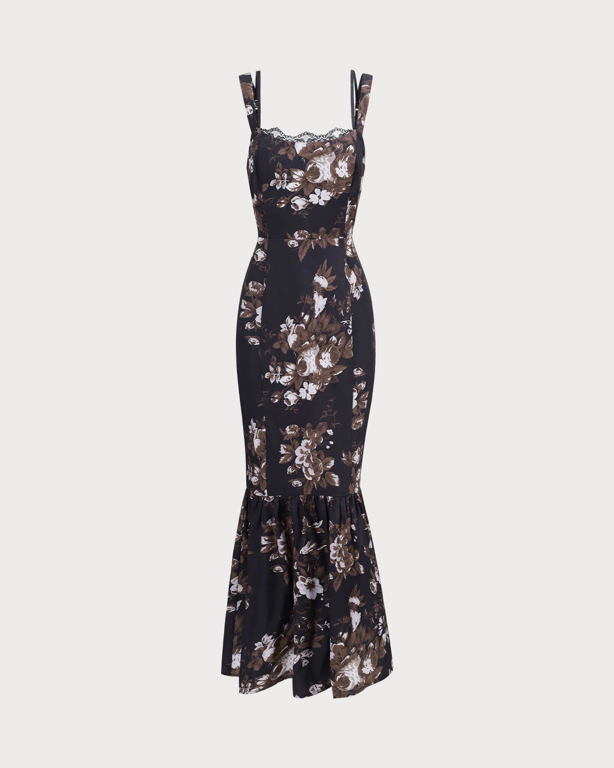 The Black Lace Trim Floral Mermaid Maxi Dress 7 The Black Lace Trim Floral Mermaid Maxi Dress - Image 7