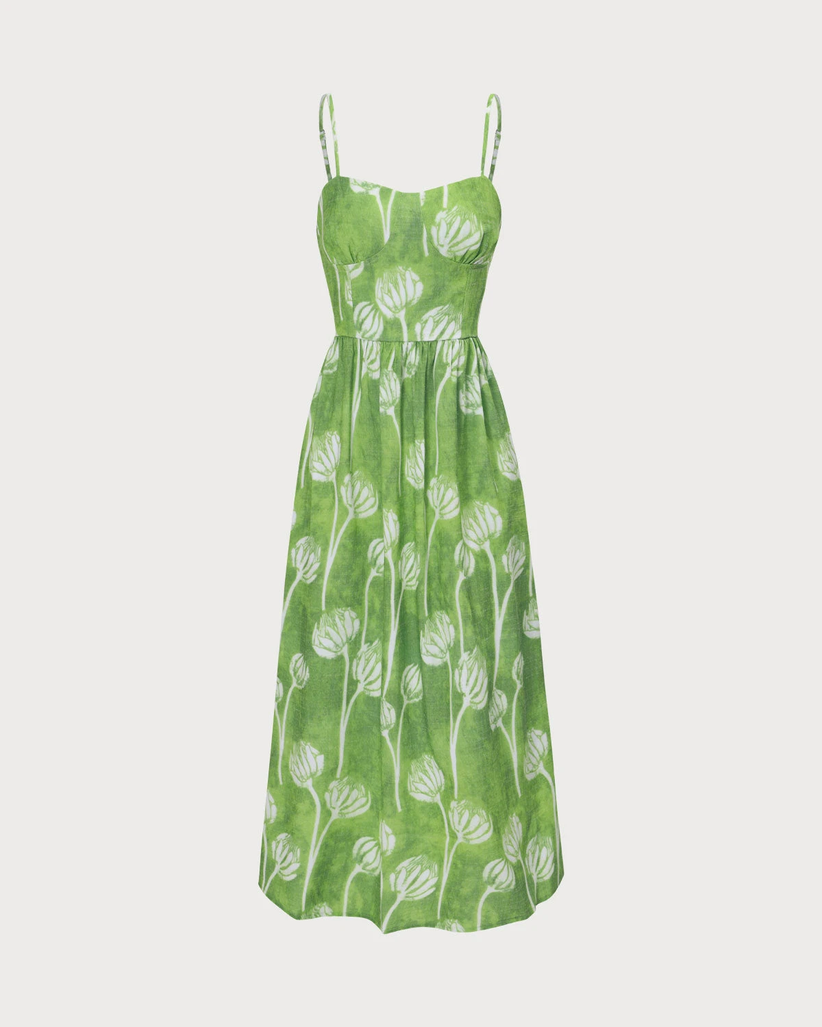 The Green Floral Ruched Slip Midi Dress 7 The Green Floral Ruched Slip Midi Dress - Image 7