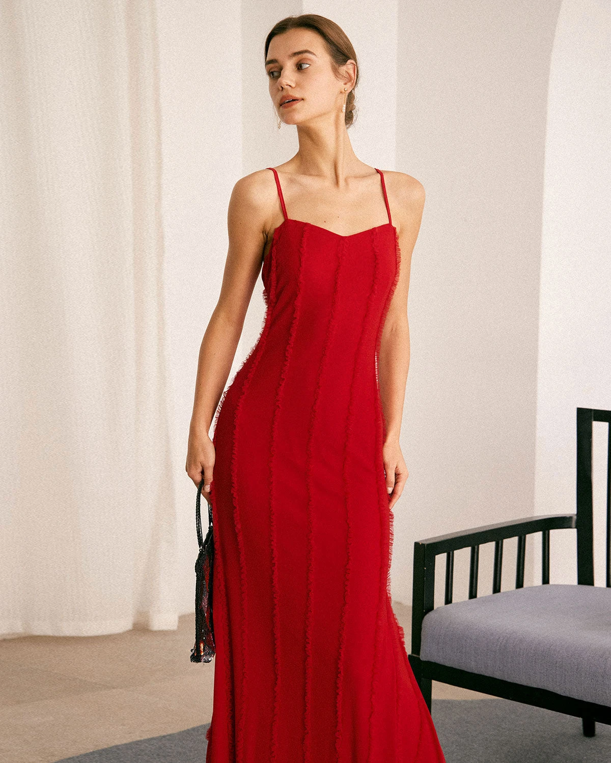 The Red Sweetheart Neck Ruffle Slip Maxi Dress 4 The Red Sweetheart Neck Ruffle Slip Maxi Dress - Image 4