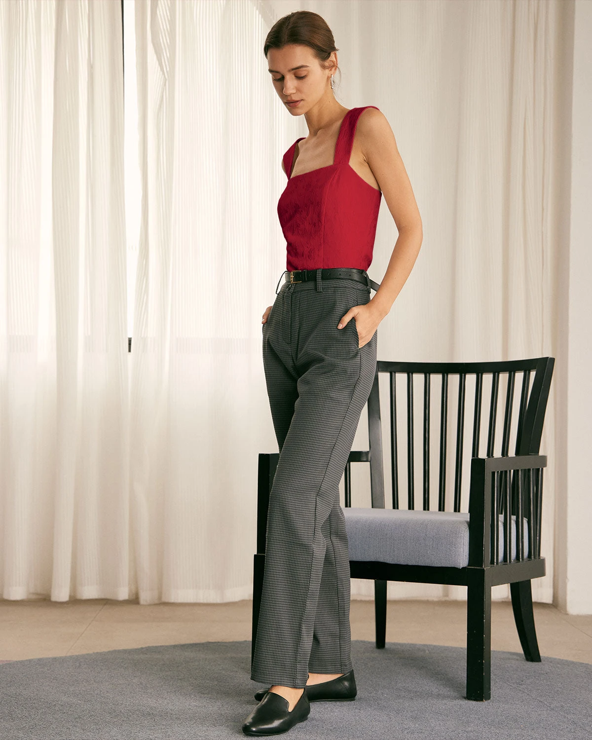 The Red Square Neck Jacquard Tank Top 4 The Red Square Neck Jacquard Tank Top - Image 4