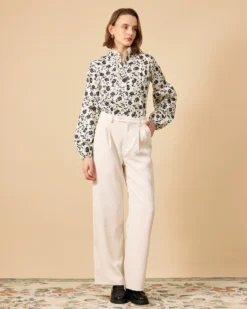 The Mock Neck Lace Trim Floral Blouse -Deals Dress N Swimwear Store 1223