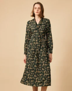 The Tie Neck Floral Long Sleeve Maxi Dress -Deals Dress N Swimwear Store 1383