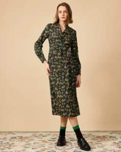 The Tie Neck Floral Long Sleeve Maxi Dress -Deals Dress N Swimwear Store 1385