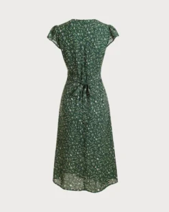 The V Neck Frill Trim Midi Dress -Deals Dress N Swimwear Store 16594120583500