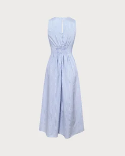 The Blue V Neck Shirred Striped Maxi Dress -Deals Dress N Swimwear Store 1 1 6d0469cc c6d3 440d 8bcf 39b366c147d5
