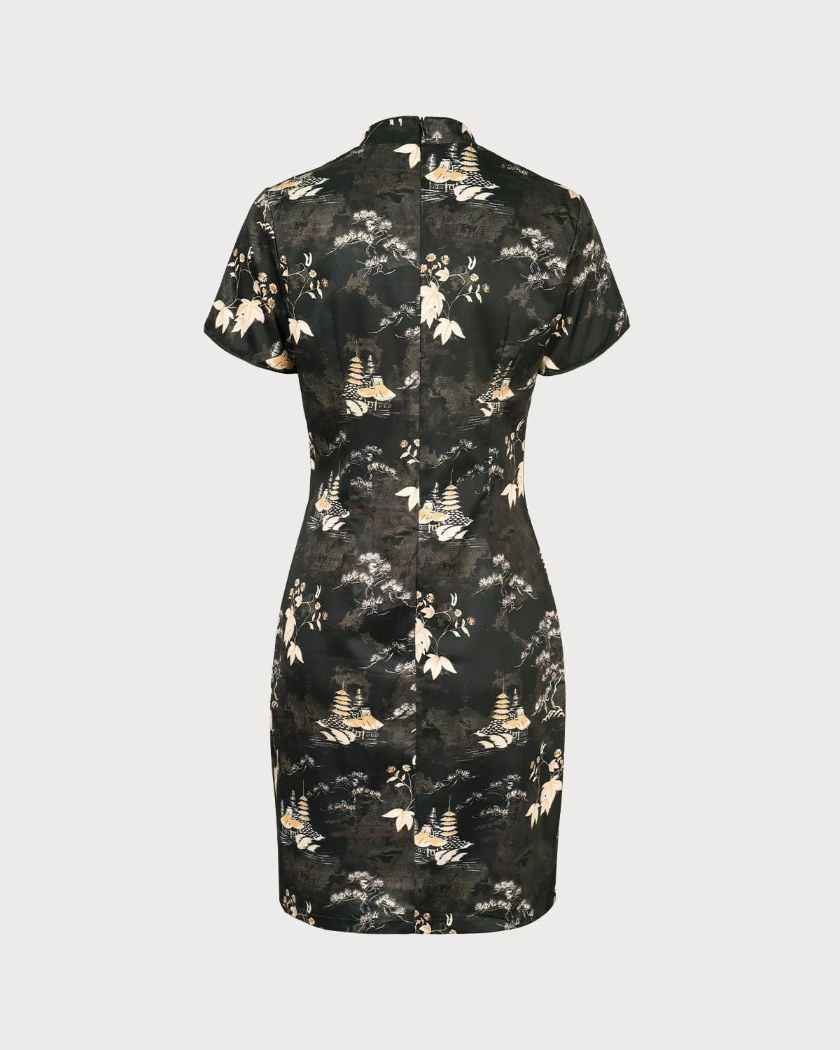 The Black Mandarin Collar Floral Cheongsam 8 The Black Mandarin Collar Floral Cheongsam - Image 8
