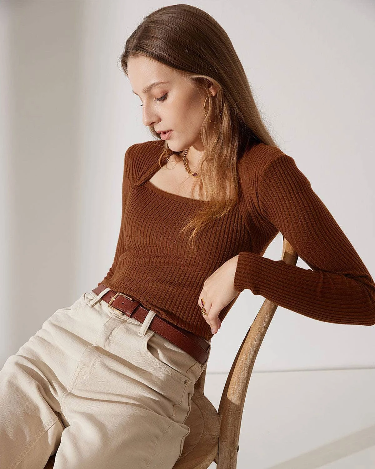 The Ribbed Front Cutout Knitwear 1 The Ribbed Front Cutout Knitwear