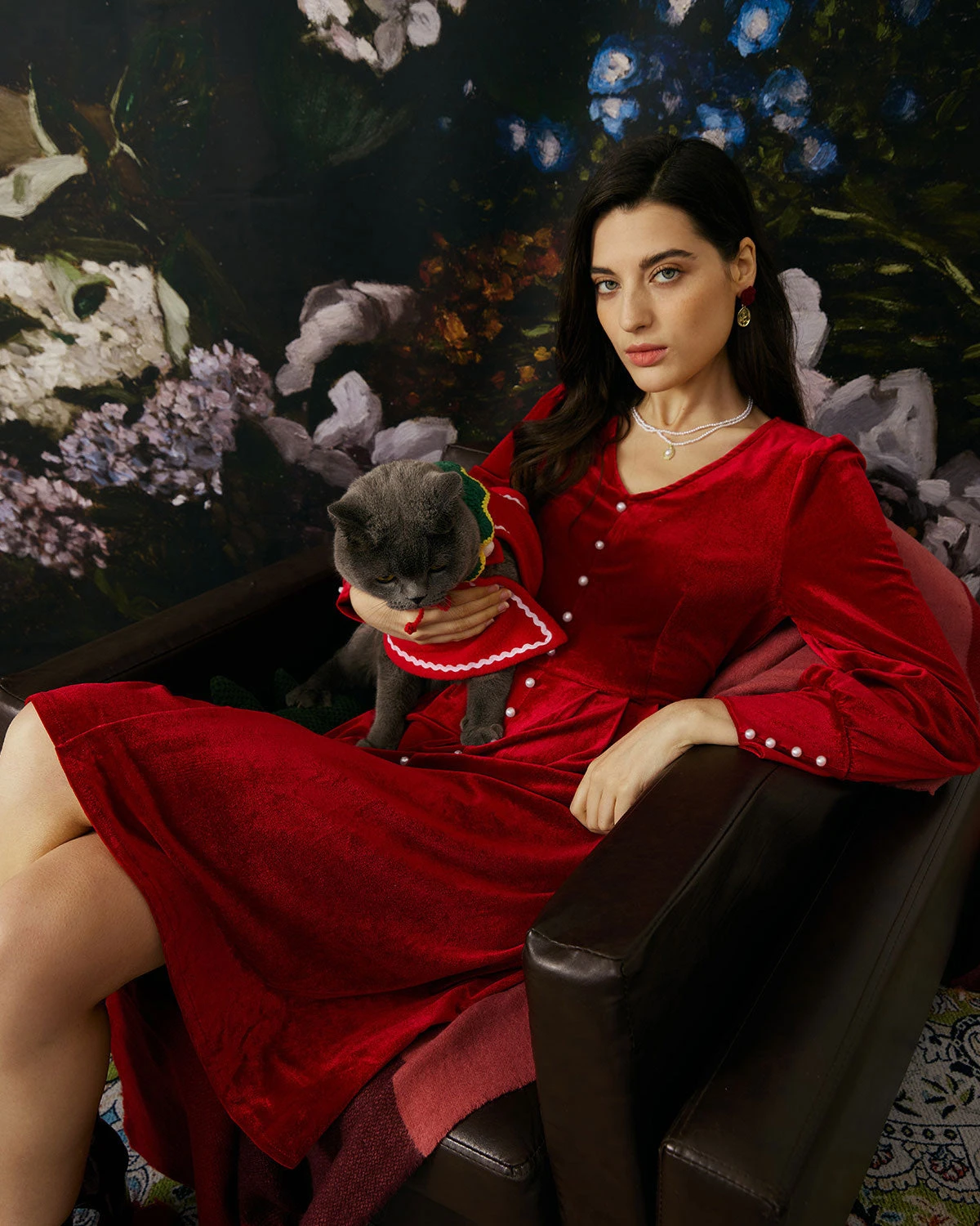 The Pearl Button Red Velvet Dress 2 The Pearl Button Red Velvet Dress - Image 2