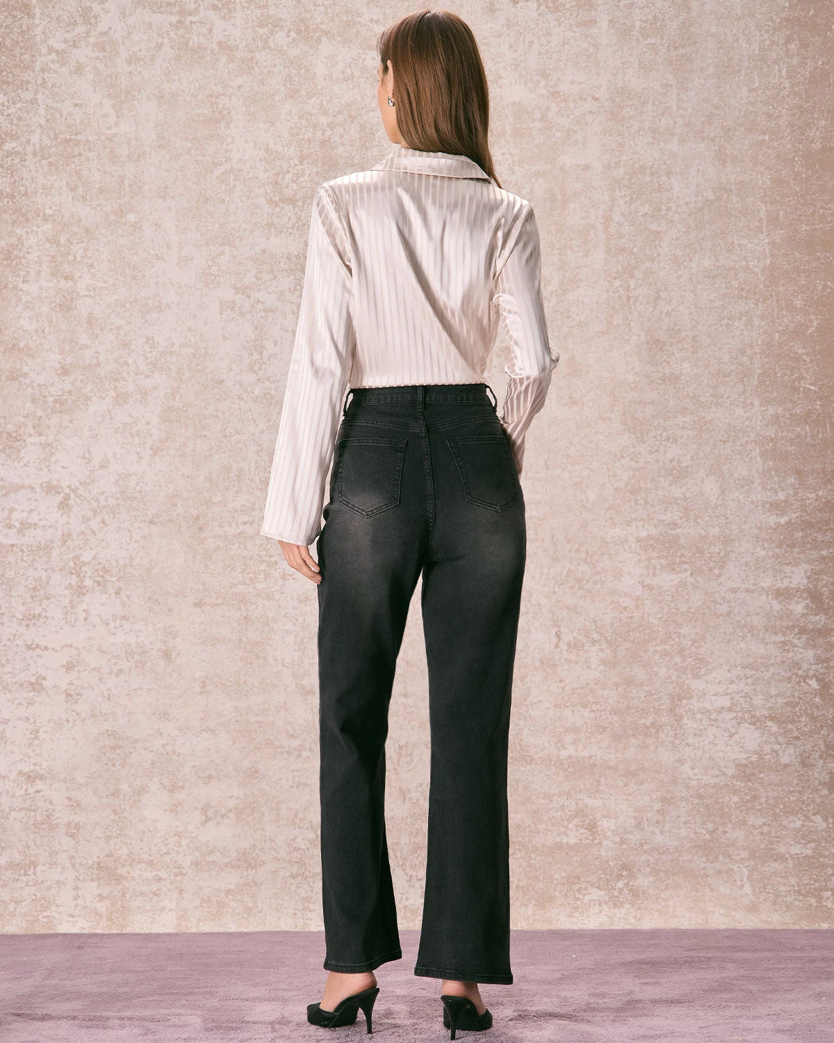 The Apricot Striped Wide Cuff Satin Shirt 5 The Apricot Striped Wide Cuff Satin Shirt - Image 5