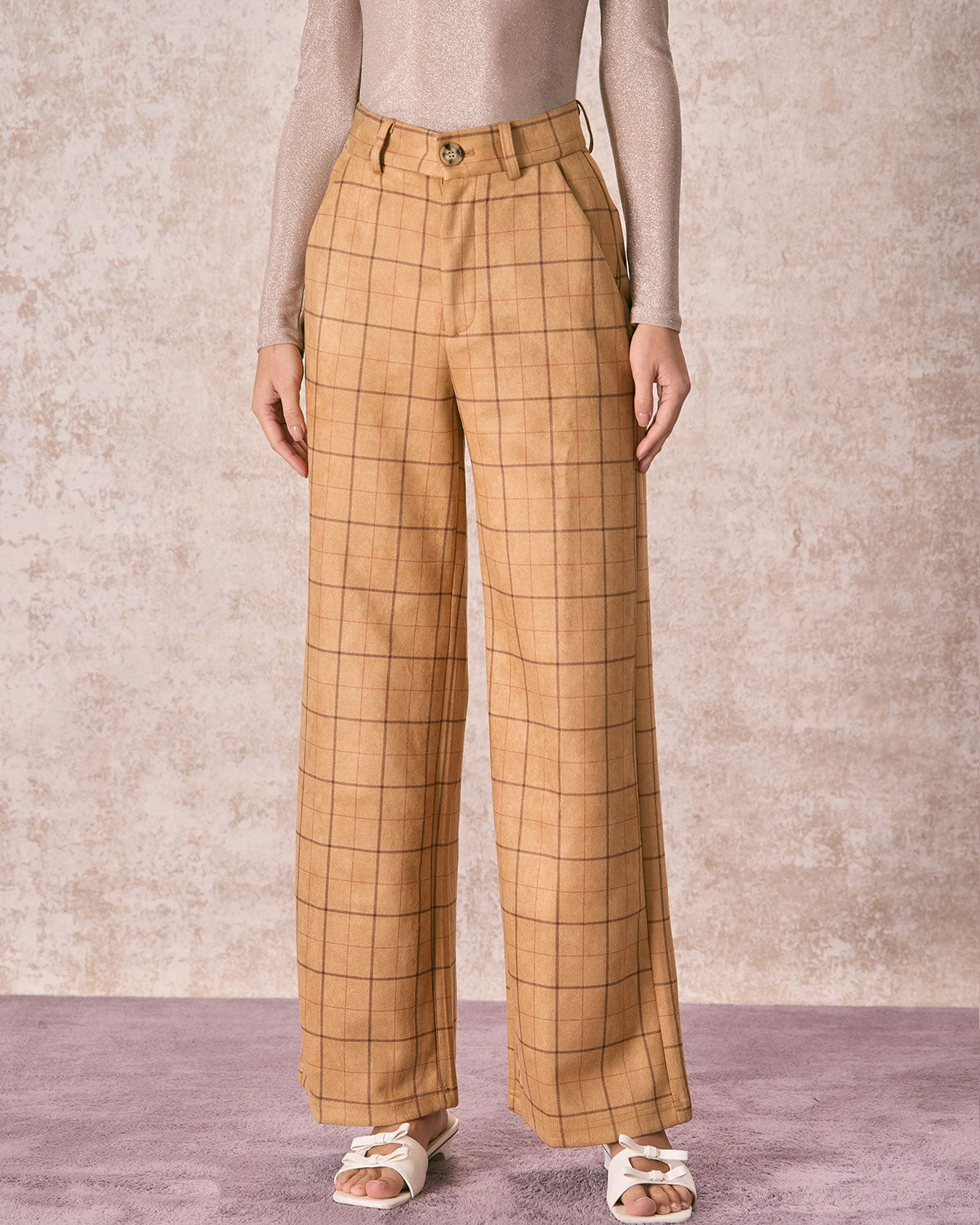 The Khaki High Waisted Plaid Wide Leg Pants 1 The Khaki High Waisted Plaid Wide Leg Pants
