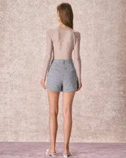 The Black Houndstooth Zipper Button Shorts -Deals Dress N Swimwear Store 240126 RIHOAS 1353