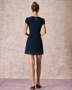 The Navy Round Neck Side Split Mini Dress -Deals Dress N Swimwear Store 240126 RIHOAS 2284