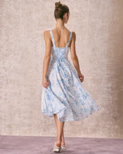 The Blue Square Neck Floral Ruched Midi Dress 11 The Blue Square Neck Floral Ruched Midi Dress -Deals Dress N Swimwear Store 240126 RIHOAS 3030