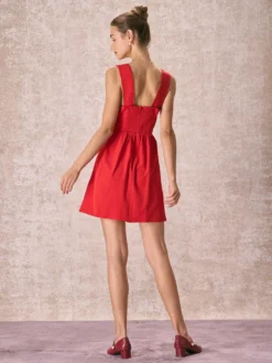 The Red Square Neck Lace Trim Mini Dress -Deals Dress N Swimwear Store 240126 RIHOAS 3365