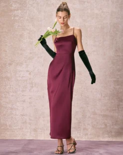 The Red Back Slit Satin Sling Maxi Dress 12 The Red Back Slit Satin Sling Maxi Dress -Deals Dress N Swimwear Store 240126 RIHOAS 3480
