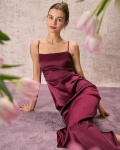 The Red Back Slit Satin Sling Maxi Dress 13 The Red Back Slit Satin Sling Maxi Dress -Deals Dress N Swimwear Store 240126 RIHOAS 3517