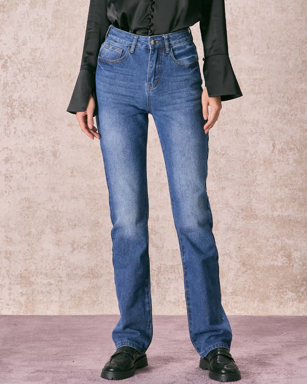 The Blue High Waisted Straight Leg Jeans 1 The Blue High Waisted Straight Leg Jeans