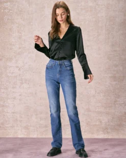 The Blue High Waisted Straight Leg Jeans 8 The Blue High Waisted Straight Leg Jeans -Deals Dress N Swimwear Store 240126 RIHOAS 947