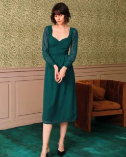 The Sweetheart Neckline Sheer Sleeve Midi Dress -Deals Dress N Swimwear Store 2 2 7e66e465 de6d 4696 a8f4 f4b8693dc524 953023