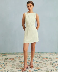 The Beige Water Ripple Textured Sleeveless Mini Dress 10 The Beige Water Ripple Textured Sleeveless Mini Dress -Deals Dress N Swimwear Store 2 4