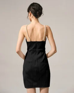 The Black Water Ripple Textured Pearl Strap Mini Dress -Deals Dress N Swimwear Store 3 363ea1b8 d847 48cd 89bb 8ce44898c6dc 160730