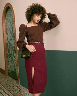 The Solid Side Slit Skirt 5 The Solid Side Slit Skirt -Deals Dress N Swimwear Store 5 2