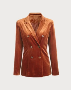 The Collared Double-breasted Velvet Blazer 11 The Collared Double-breasted Velvet Blazer -Deals Dress N Swimwear Store 6