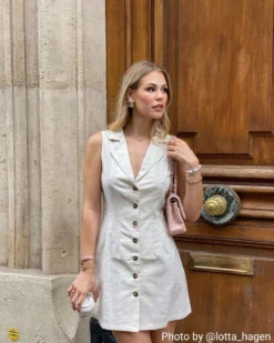 The Beige Lapel Button-up Sleeveless Mini Dress 9 The Beige Lapel Button-up Sleeveless Mini Dress -Deals Dress N Swimwear Store 78