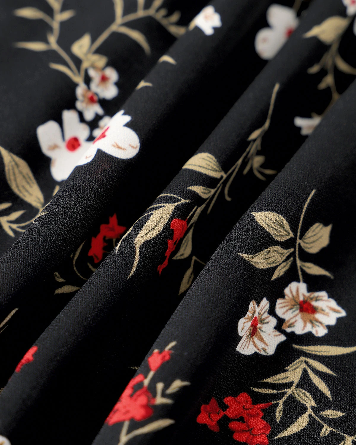 The Black Elasticized Straps Floral Midi Dress 8 The Black Elasticized Straps Floral Midi Dress - Image 8