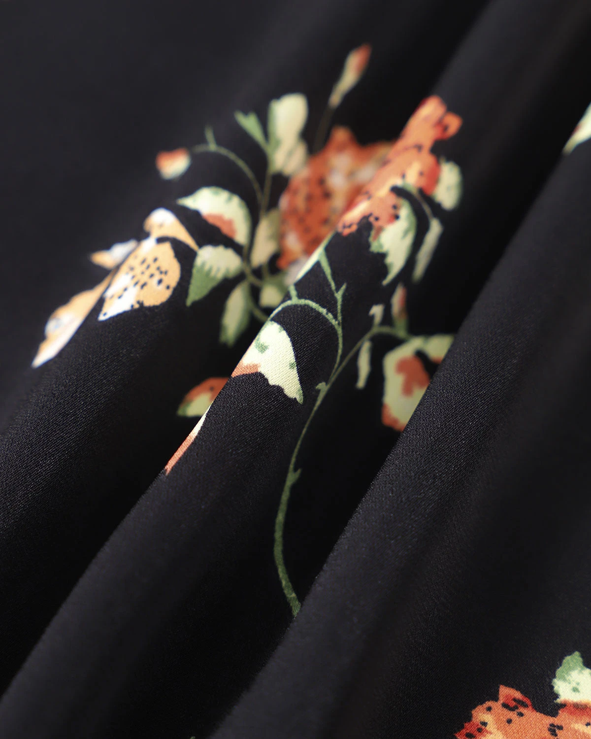 The Black Floral Ruched Tie Strap Slit Midi Dress 8 The Black Floral Ruched Tie Strap Slit Midi Dress - Image 8