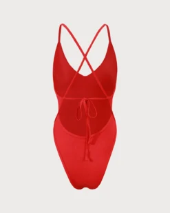 The Red Ribbed Cross Back One-Piece Swimsuit 12 The Red Ribbed Cross Back One-Piece Swimsuit -Deals Dress N Swimwear Store IMG 5254