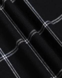 The Black Boat Neck Cotton Linen Plaid Mini Dress 11 The Black Boat Neck Cotton Linen Plaid Mini Dress -Deals Dress N Swimwear Store IMG 5458