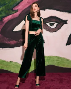 The Green Shirred Velvet Cami Top 8 The Green Shirred Velvet Cami Top -Deals Dress N Swimwear Store RIHOAS0732