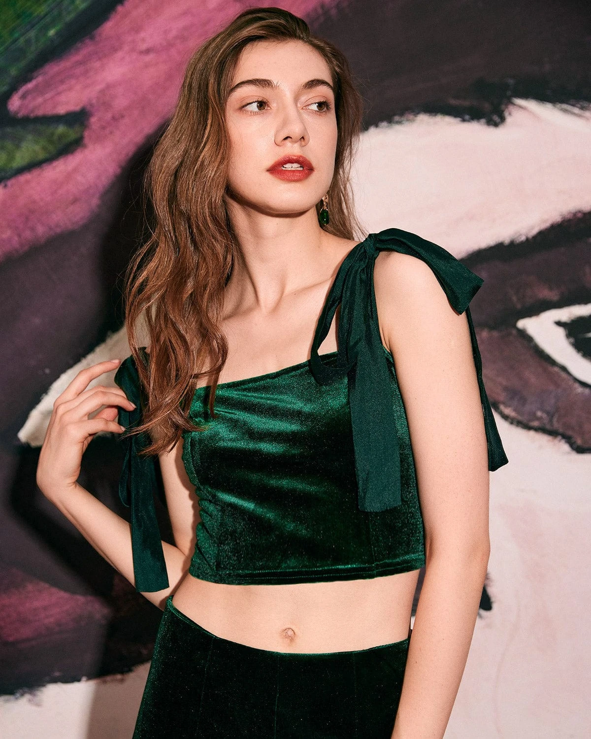 The Green Shirred Velvet Cami Top 1 The Green Shirred Velvet Cami Top