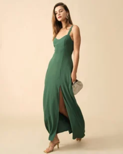 The Solid Color Side Slit Maxi Dress 10 The Solid Color Side Slit Maxi Dress -Deals Dress N Swimwear Store RIHOAS0874 474360