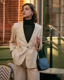 The Solid V Neck Knotted Blazer