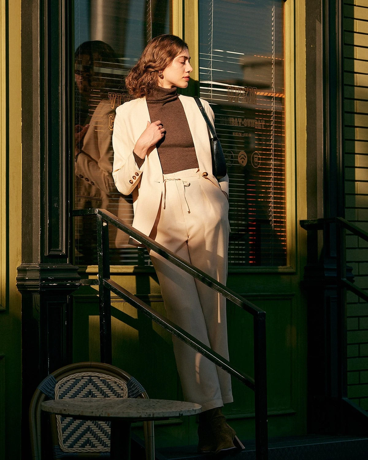 The Solid V Neck Knotted Blazer 5 The Solid V Neck Knotted Blazer - Image 5