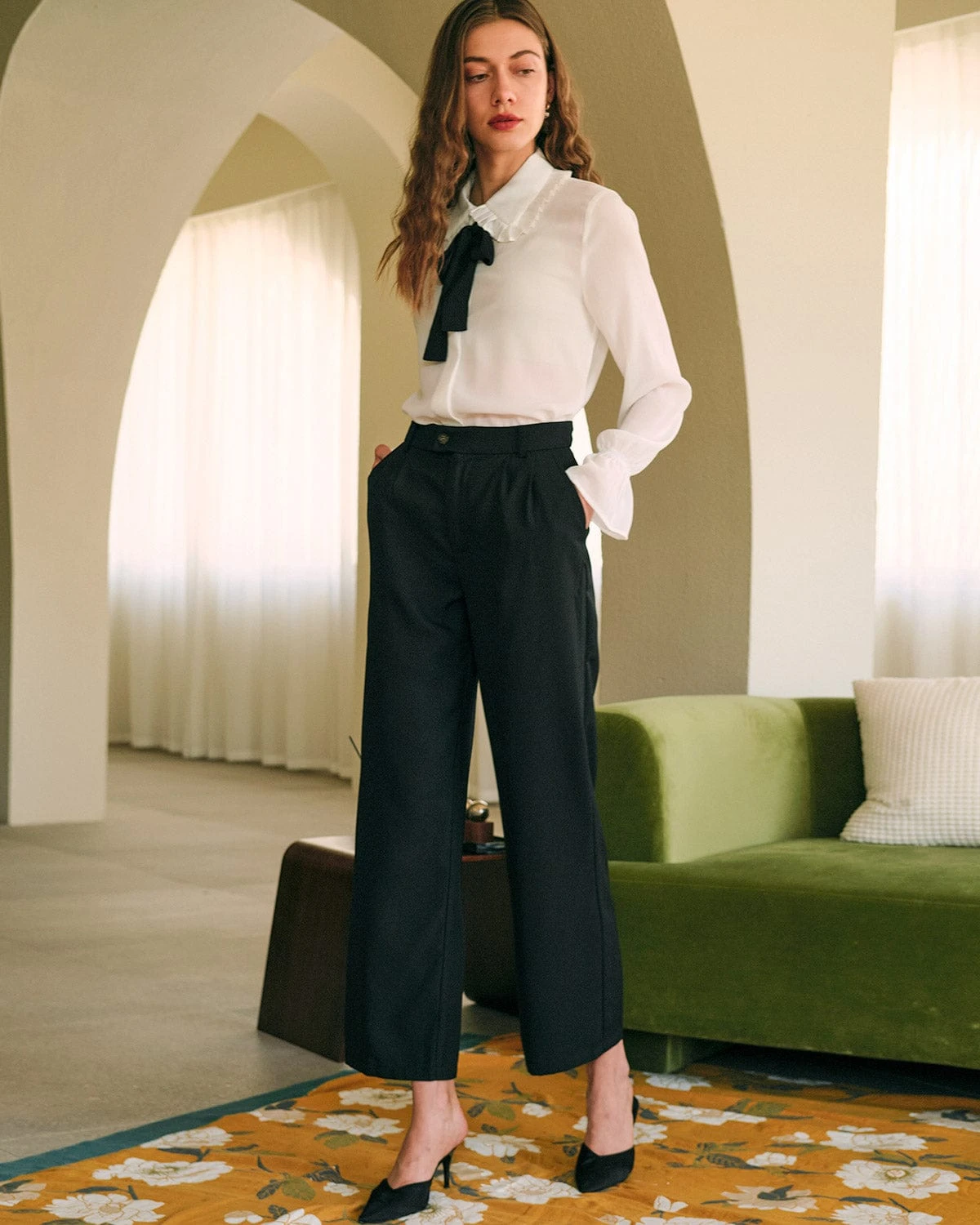 The Solid Pleated High-waisted Pants 2 The Solid Pleated High-waisted Pants - Image 2