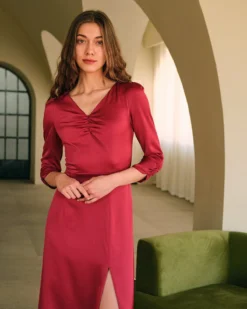 The Solid V Neck Slit Maxi Dress 10 The Solid V Neck Slit Maxi Dress -Deals Dress N Swimwear Store RIHOAS3427