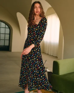 The Sweetheart Neck Polka Dot Maxi Dress -Deals Dress N Swimwear Store RIHOAS3468