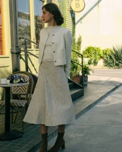 The Solid Cropped Tweed Jacket -Deals Dress N Swimwear Store RIHOAS3857