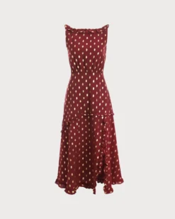 The Polka Dot Sleeveless Slit Midi Dress 13 The Polka Dot Sleeveless Slit Midi Dress -Deals Dress N Swimwear Store RW20941
