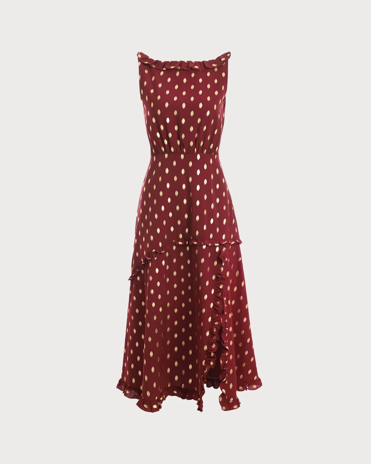 The Polka Dot Sleeveless Slit Midi Dress 7 The Polka Dot Sleeveless Slit Midi Dress - Image 7