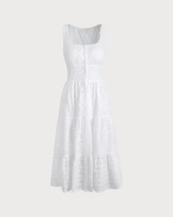 The Square Neck Tiered Hem Midi Dress 11 The Square Neck Tiered Hem Midi Dress -Deals Dress N Swimwear Store RW23784