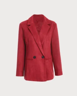 The Collared Solid Single Button Suede Blazer 15 The Collared Solid Single Button Suede Blazer -Deals Dress N Swimwear Store RW39241