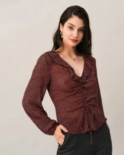 The Drawstring See-through Floral Blouse