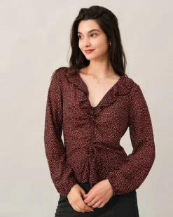 The Drawstring See-through Floral Blouse -Deals Dress N Swimwear Store blouses the drawstring see through floral blouse 38183344865493